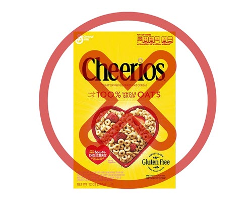 Gluten-free Cheerios crossed out