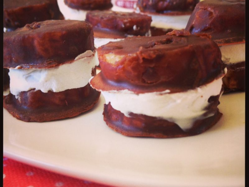 Close-up of Banana Carob "Un-oreos"